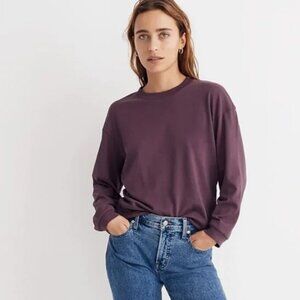 Madewell | Supima® Cotton Essential Long-Sleeve Tee | XS   n muted plum